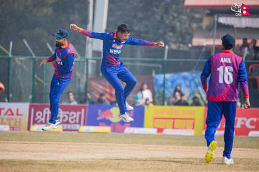 नेदरल्याण्ड्सविरुद्ध नेपालको कसिलो बलिङ, ललितले लिए तेस्रो विकेट