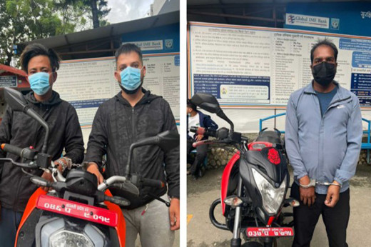 काठमाडौंबाट तीन जना मोटरसाइकल चोर पक्राउ 