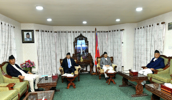 सभामुख र तीन दलका शीर्ष नेताबीच भेट