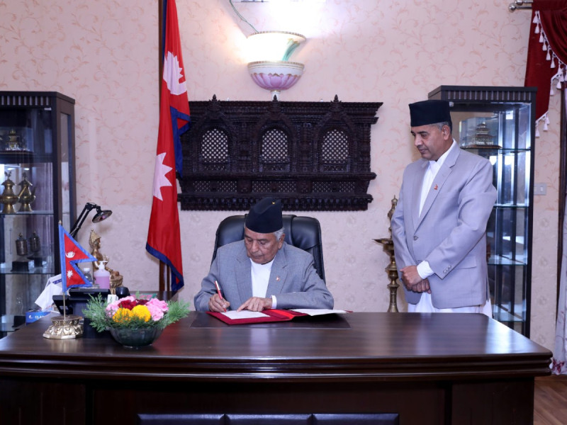 राष्ट्रपति पौडेलद्वारा सुरक्षण मुद्रणसम्बन्धी विधेयक प्रमाणीकरण 