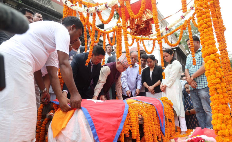 राजकीय सम्मान सहित प्रधानमन्त्री पत्नी सीता दाहालको अन्त्येष्टि