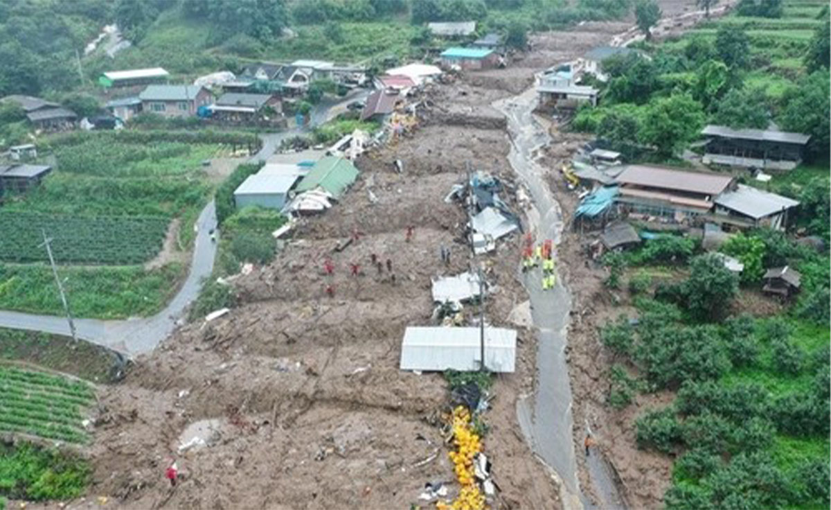 दक्षिण कोरियामा भारी वर्षा र बाढीका कारण २२ जनाको मृत्यु