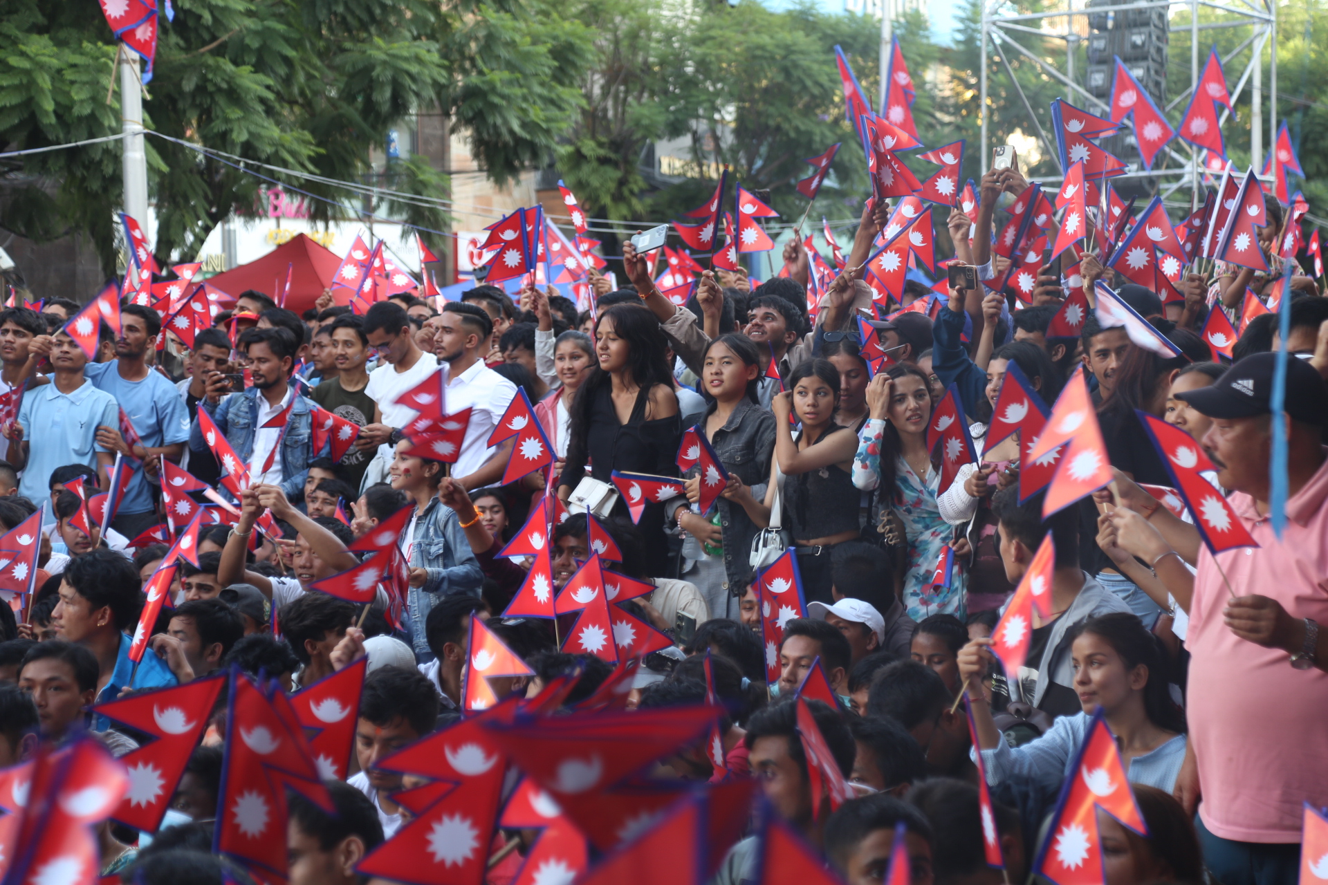 राष्ट्रिय झन्डाले ढपक्कै ढाकियो दरबारमार्ग